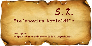 Stefanovits Koriolán névjegykártya